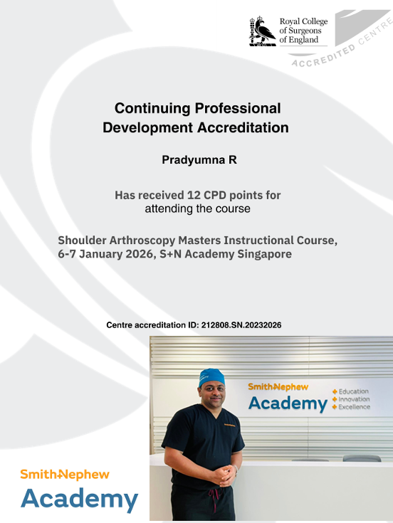 Royal College of Surgeons of England CPD Accreditation Certificate - Dr. Pradyumna R