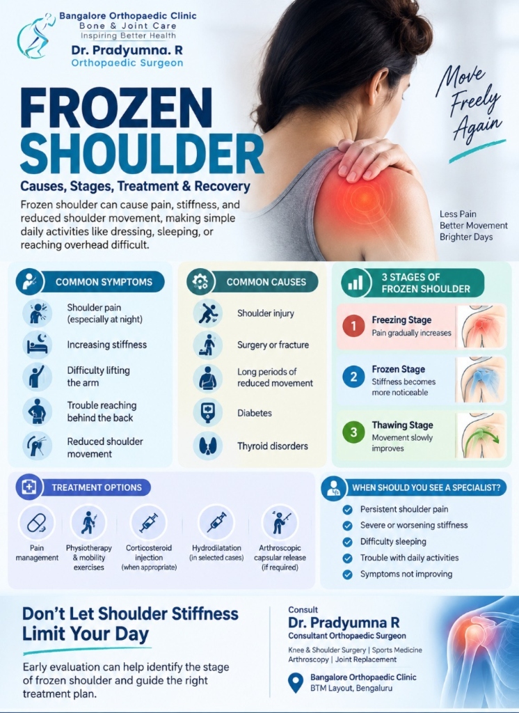 Frozen Shoulder Treatment in Bangalore: Causes, Stages & Recovery - Dr. Pradyumna R